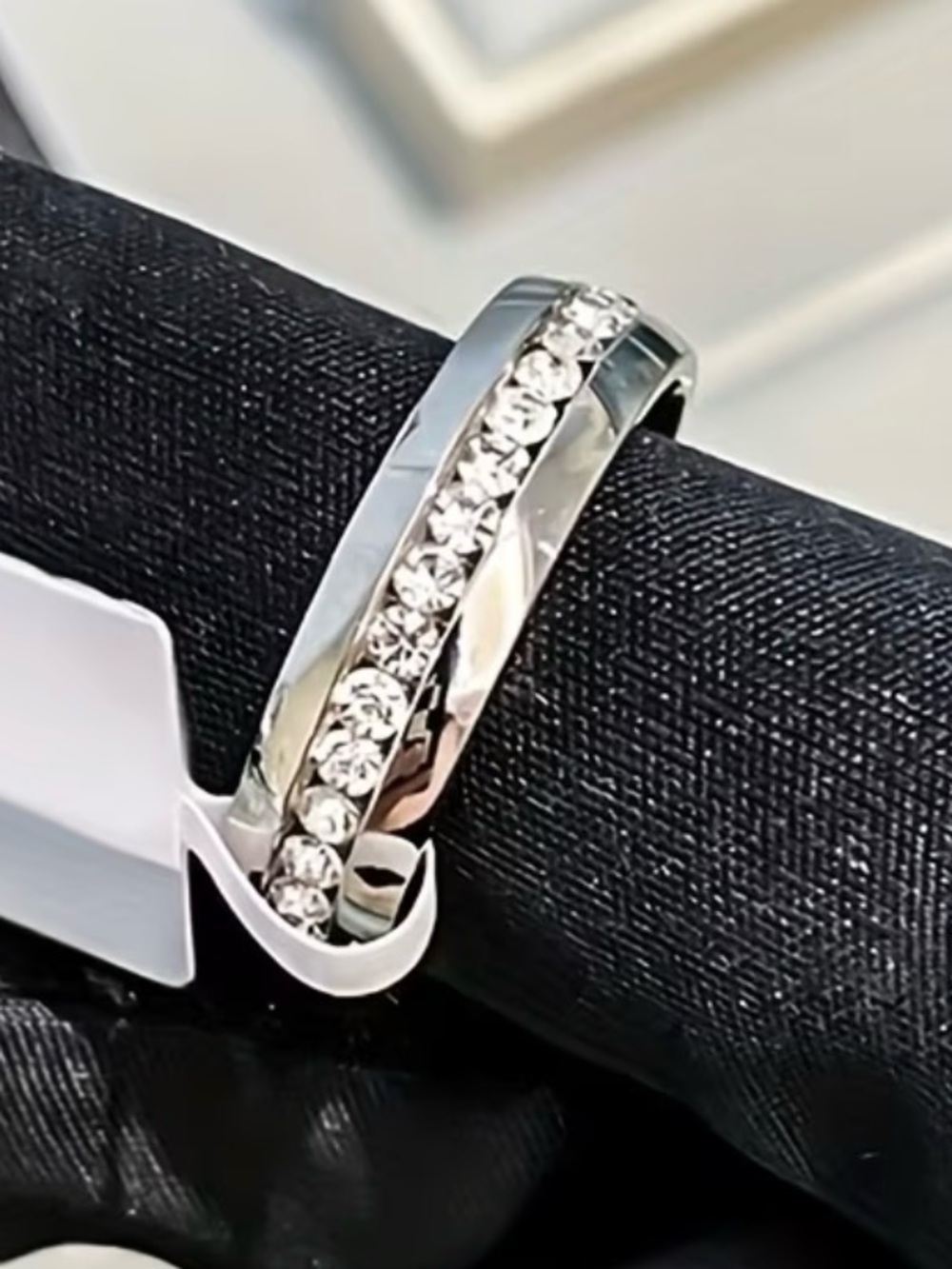 Titanium Sparkling Pave Cubic Zirconia Cuban Ring (US Size 7 or Size 6) - Picture 5 of 8